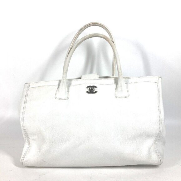 CHANEL Executive CC Shoulder Bag Tote Bag Caviar Leather White/SilverHardware - Picture 1 of 14